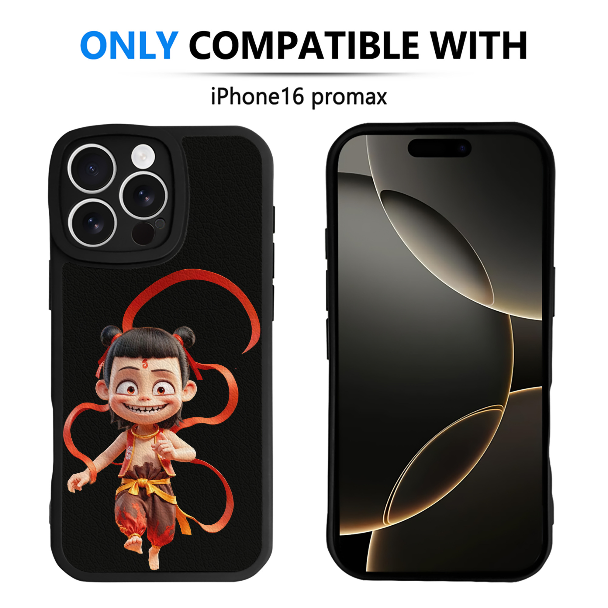 （画像用） Ne Zha 2 ナタ 魔童の大暴れ 【iPhone 16シリーズ対応】シリコンスマホケース（レザー調） 材質：シリコン